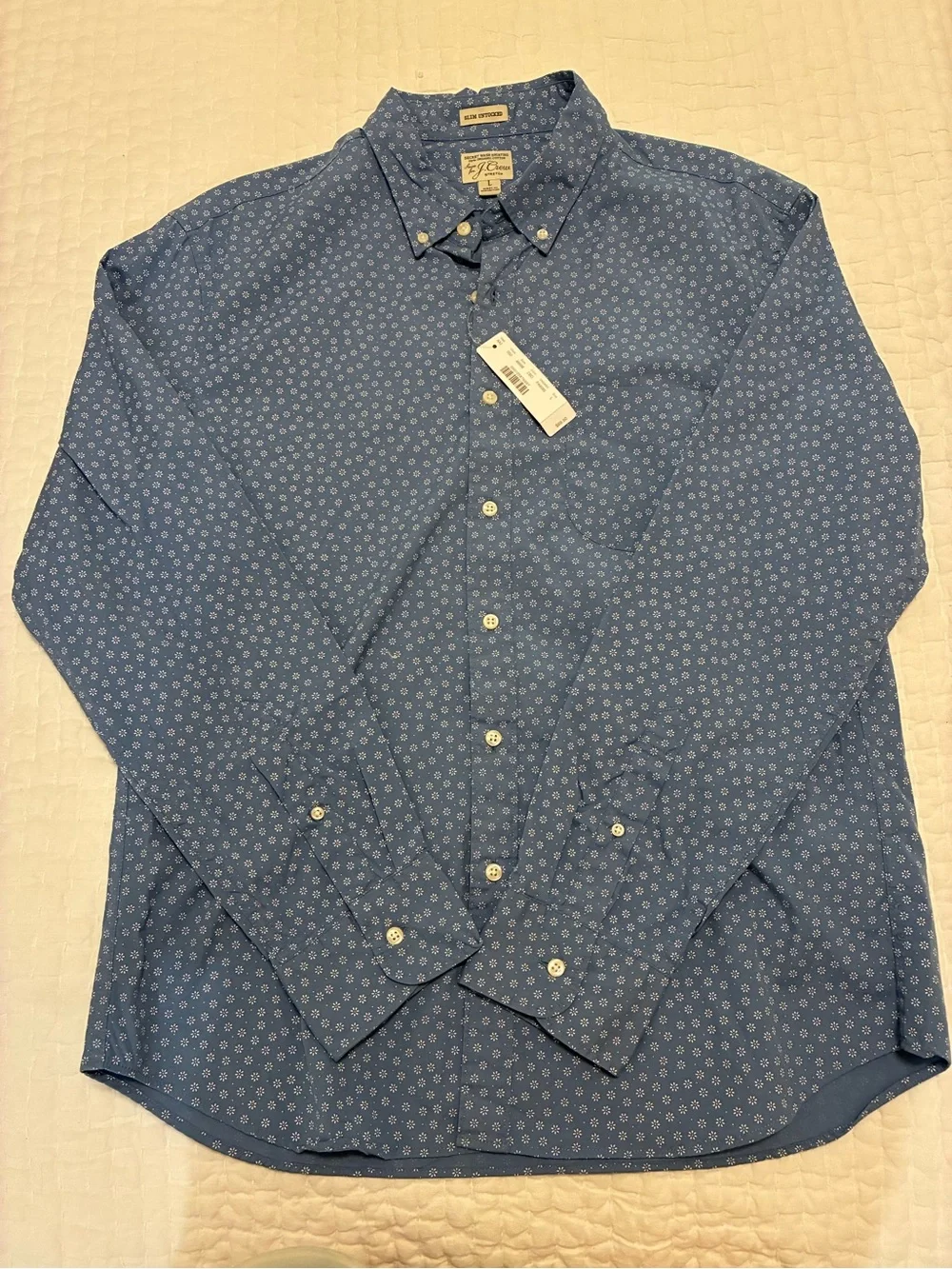 J. Crew Men's Blue Dot-Print Button-Down Shirt